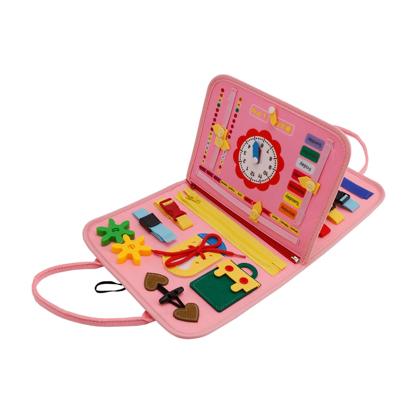 Montessori Activity Board for Toddlers Multi-Functional Interactive Toy Book—Zippers Ideal for Quiet Play—Educational Gift for Children Aged 2-4