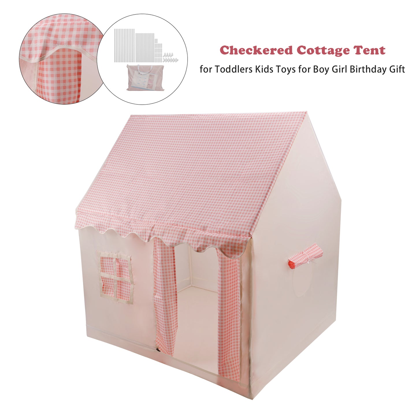 PVC Brackets-Toddler Girl Tent Indoor Playhouse for Toddlers Kids Toys for Boy Girl Birthday Gift Pink