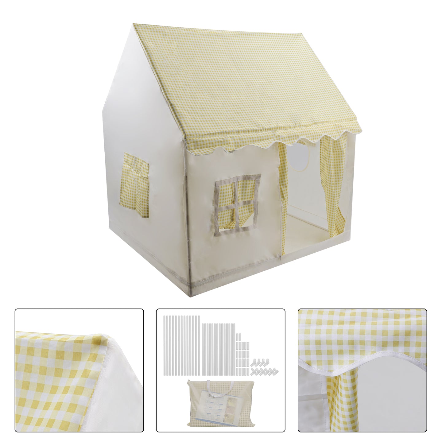 PVC Brackets-Toddler Girl Tent Indoor Playhouse for Toddlers Kids Toys for Boy Girl Birthday Gift Yellow