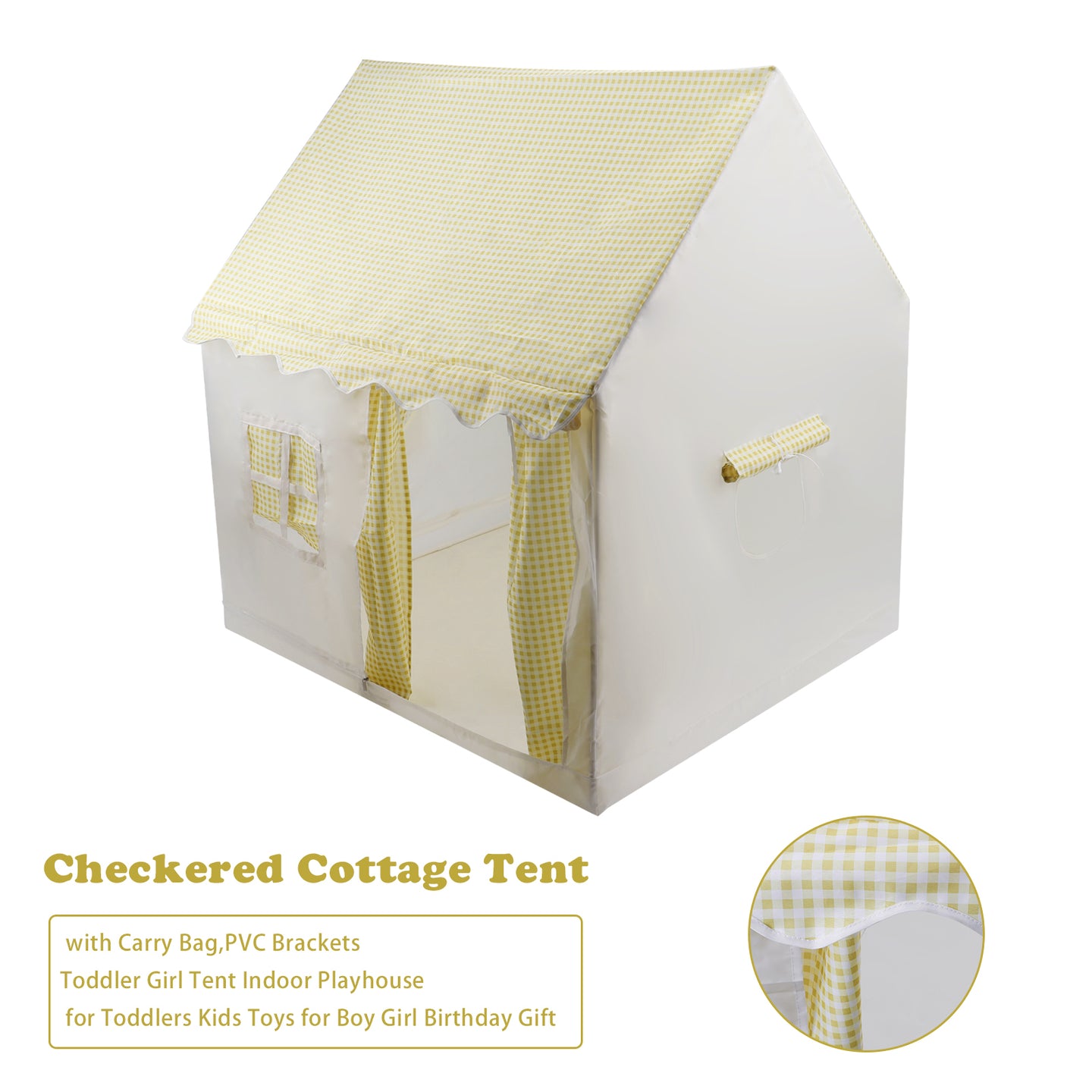 PVC Brackets-Toddler Girl Tent Indoor Playhouse for Toddlers Kids Toys for Boy Girl Birthday Gift Yellow