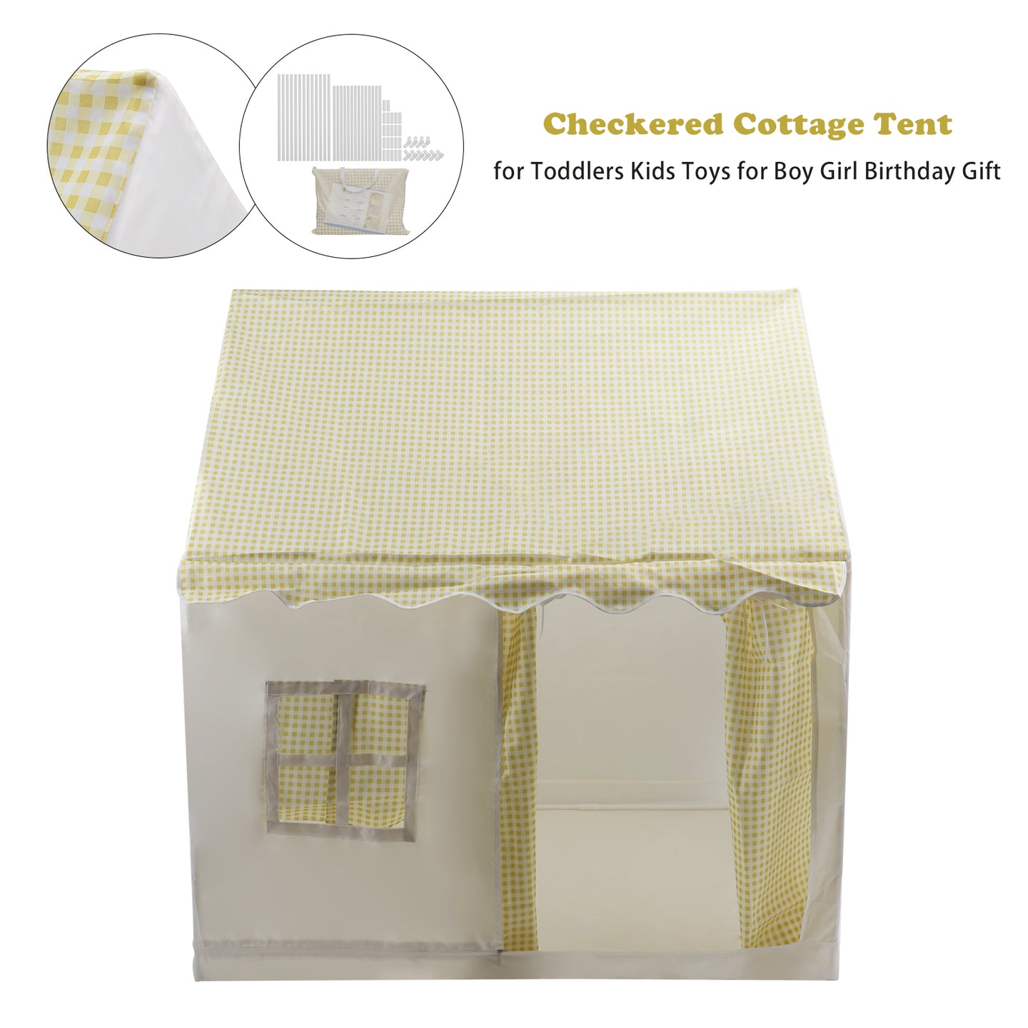PVC Brackets-Toddler Girl Tent Indoor Playhouse for Toddlers Kids Toys for Boy Girl Birthday Gift Yellow