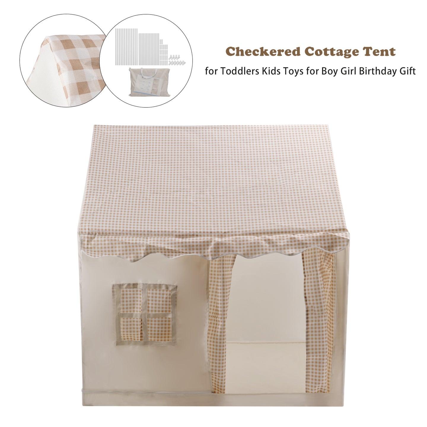 PVC Brackets-Toddler Girl Tent Indoor Playhouse for Toddlers Kids Toys for Boy Girl Birthday Gift khaki