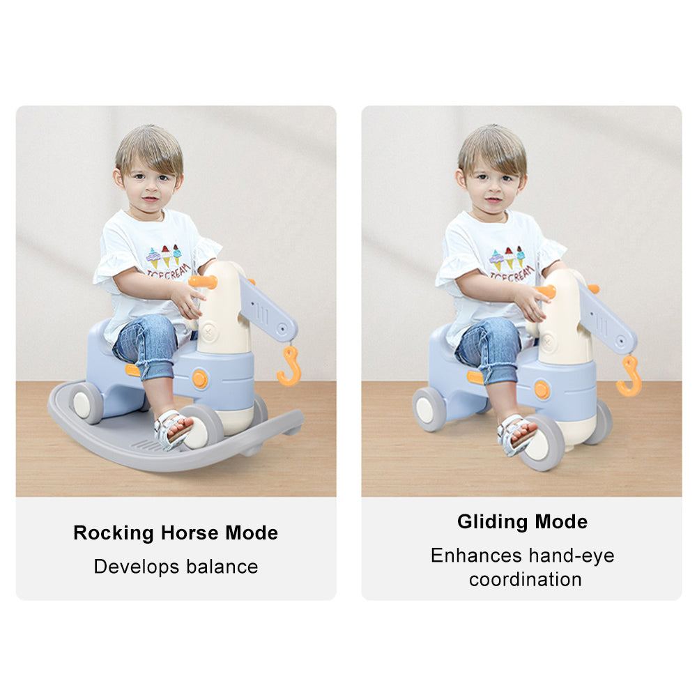 2-in-1 Baby Rocking Horse for Toddlers Ride-On Toy with Detachable Balance Board & Crane Function