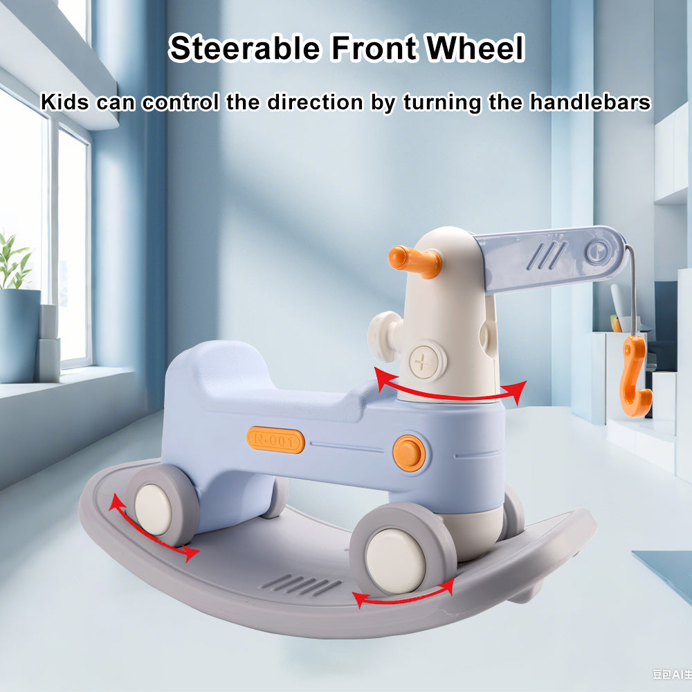 2-in-1 Baby Rocking Horse for Toddlers Ride-On Toy with Detachable Balance Board & Crane Function