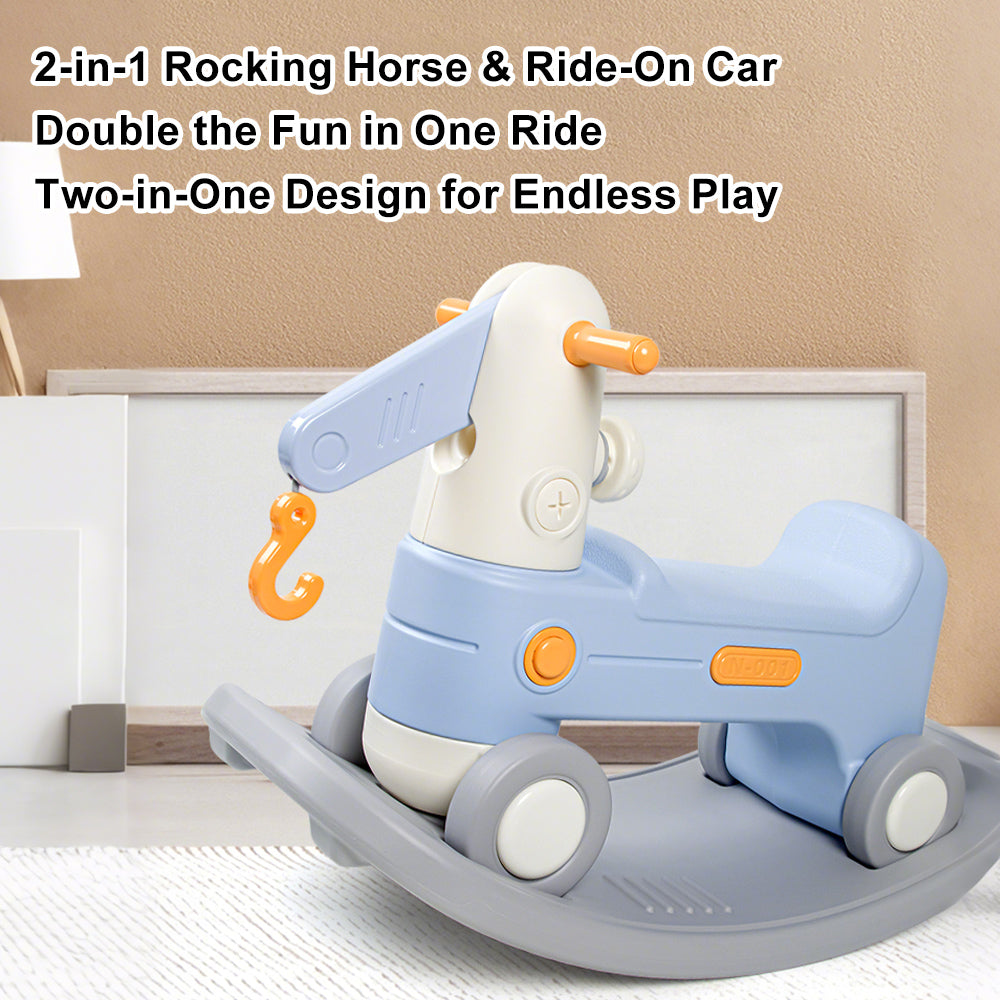 2-in-1 Baby Rocking Horse for Toddlers Ride-On Toy with Detachable Balance Board & Crane Function