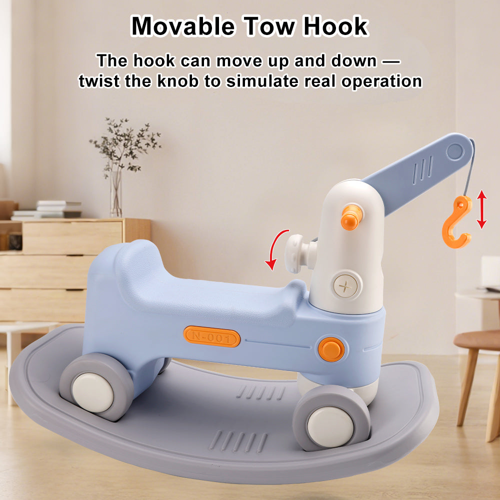 2-in-1 Baby Rocking Horse for Toddlers Ride-On Toy with Detachable Balance Board & Crane Function