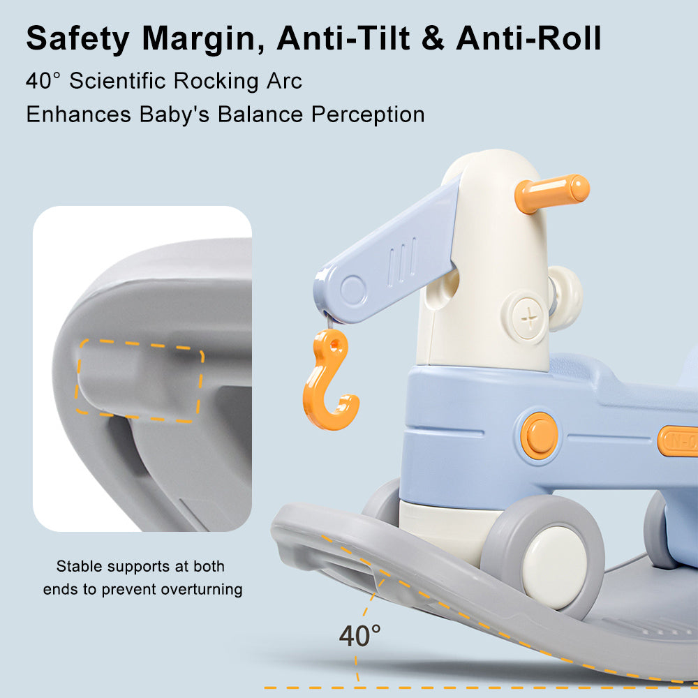 2-in-1 Baby Rocking Horse for Toddlers Ride-On Toy with Detachable Balance Board & Crane Function