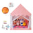 Kids Indoor Play Tent for Boys & Girls,Assembly Tent with Metal Frame,Mesh Window,Optional Star Lights & Mat,Portable Children's Playhouse with Carry Bag Pink