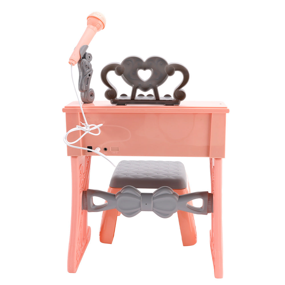 25-Key Kids Piano Toy with Stand & Stool,Microphone - Multifunctional Electronic Keyboard for Boys Girls Gift Ages 3+ (White)