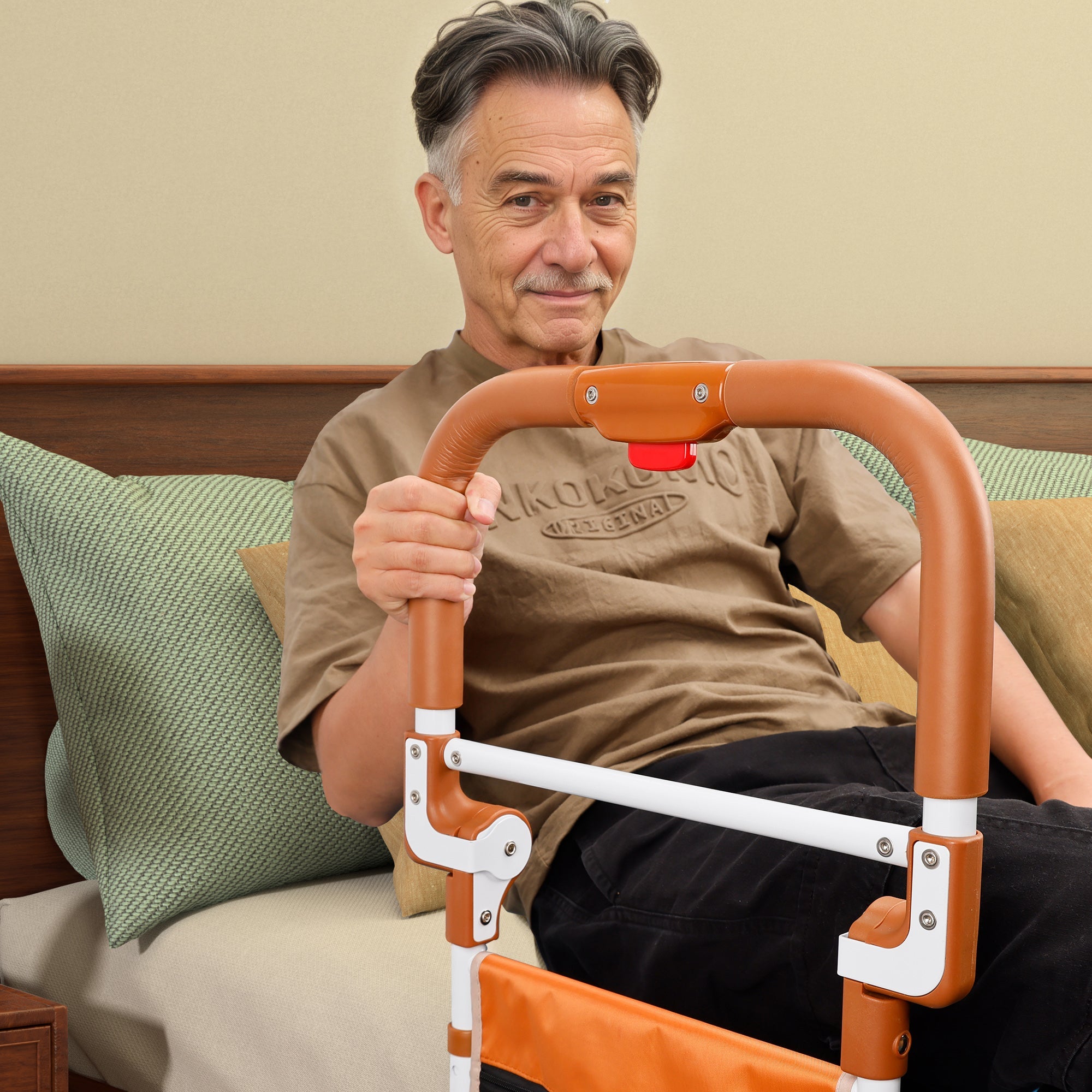 Foldable Bed Rail Safety Assist Handle Hand Guard Grab Bar Elderly Handicap