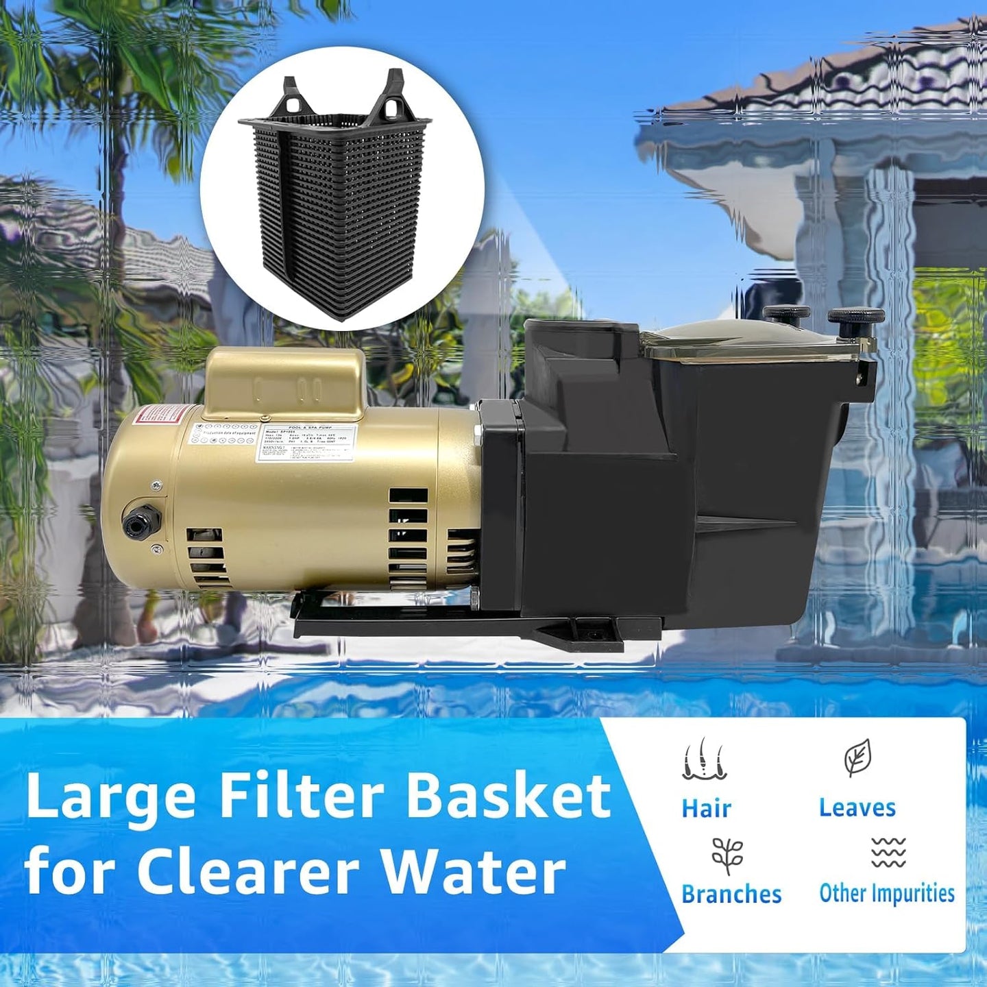 W3SP2607X10 Energy Efficient Pool Pump 1 HP 230V Pool Pump For Hayward