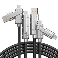 1M Data Cable 4-in-1 PD Flash Charging Cable Two in Two 120W Super Fast Charger Cable for iPhone/Samsung/Android Phones