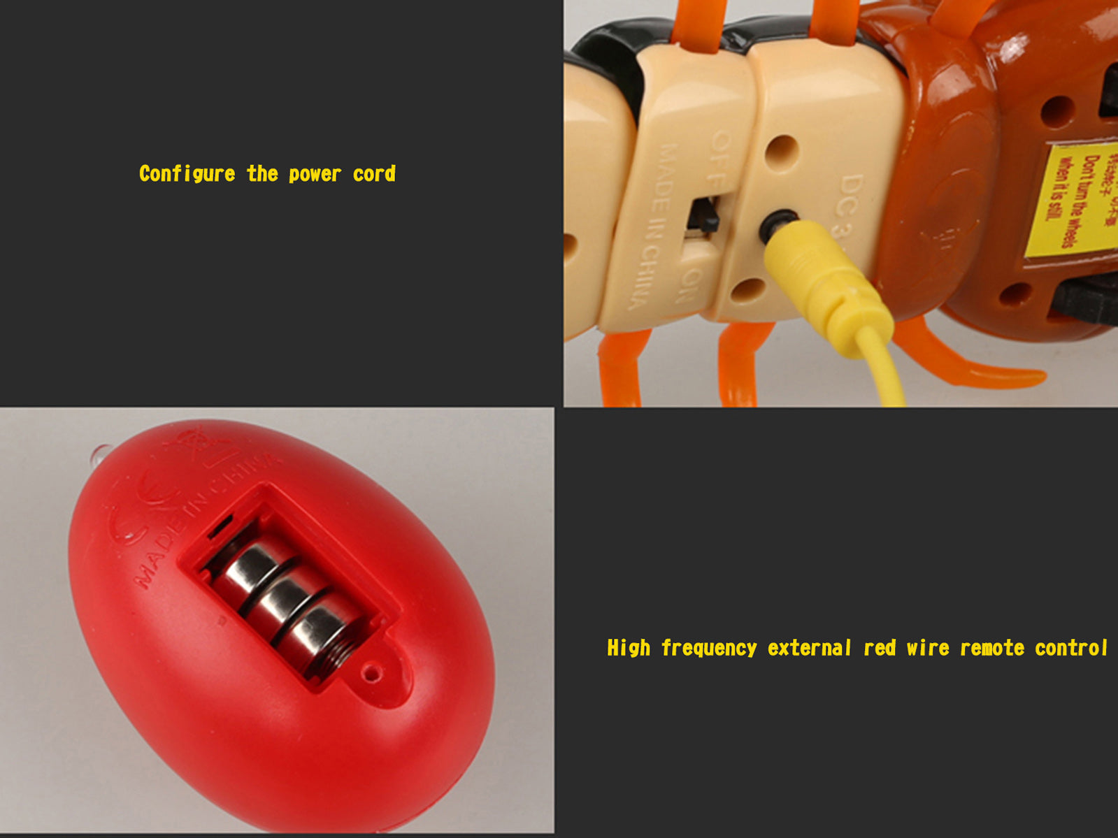 Remote Control Centipede Infrared Animal Electric Toy Kid Christmas Gift Black