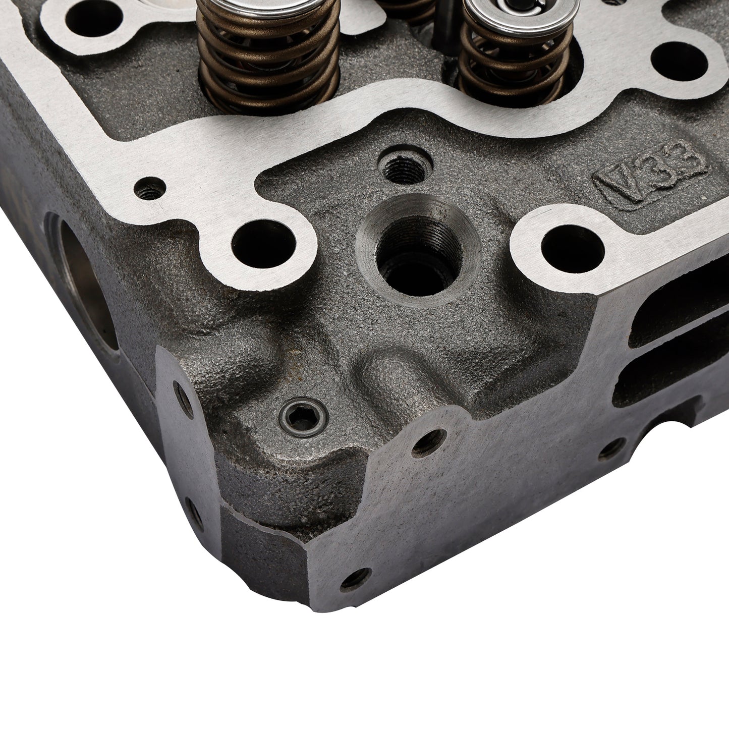 Complete Cylinder Head for Kubota V3300 Engine, Fits Bobcat S650 & Kubota SVL75, with 12 Valves Pre-Installed