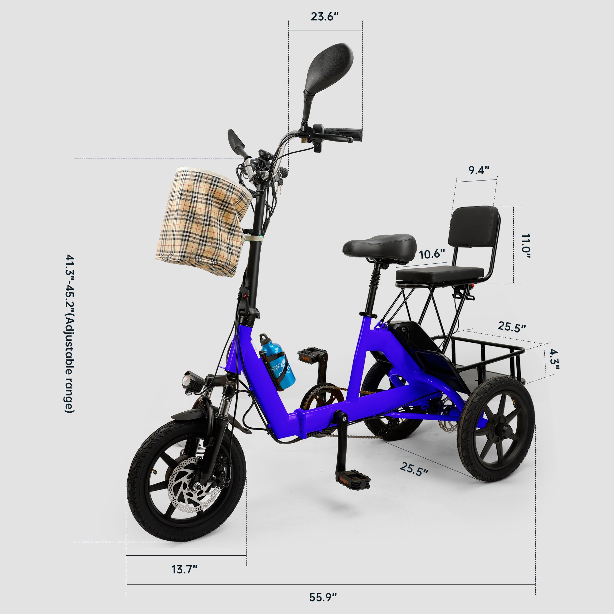 3 Wheel E-Trike Electric tricycle for Adult Folding Motorized 48V 350W