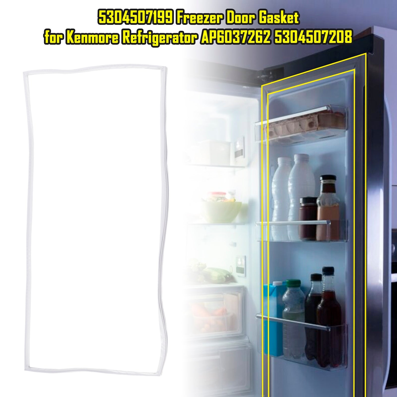 65" x 31" Freezer Door Gasket for Kenmore, Frigidaire & Crosley, Replaces 5304507199, AP6037262