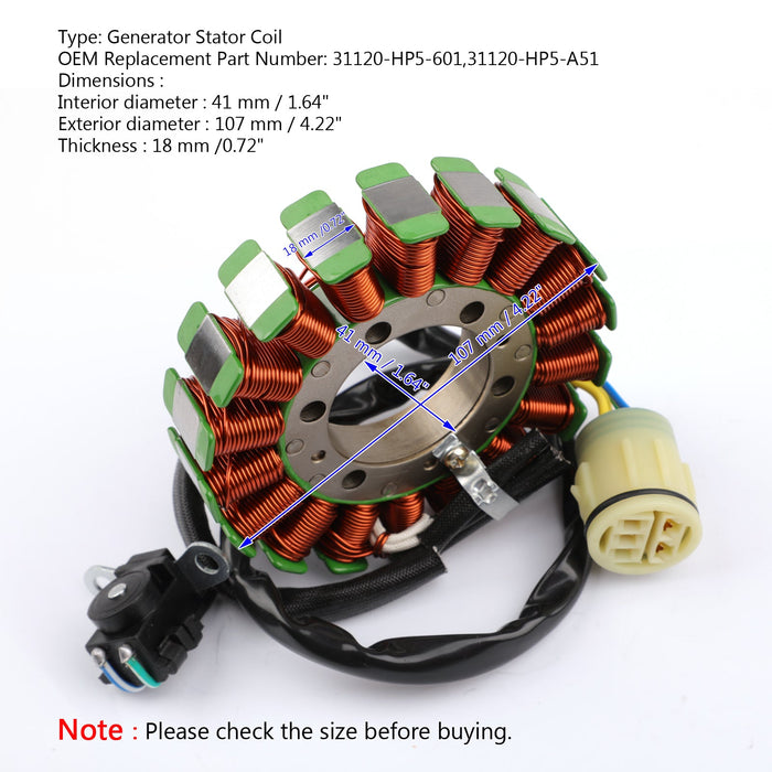 2007-2013 Honda TRX420 Rancher FE FM TE TM 31120-HP5-601 Generator Stator Coil