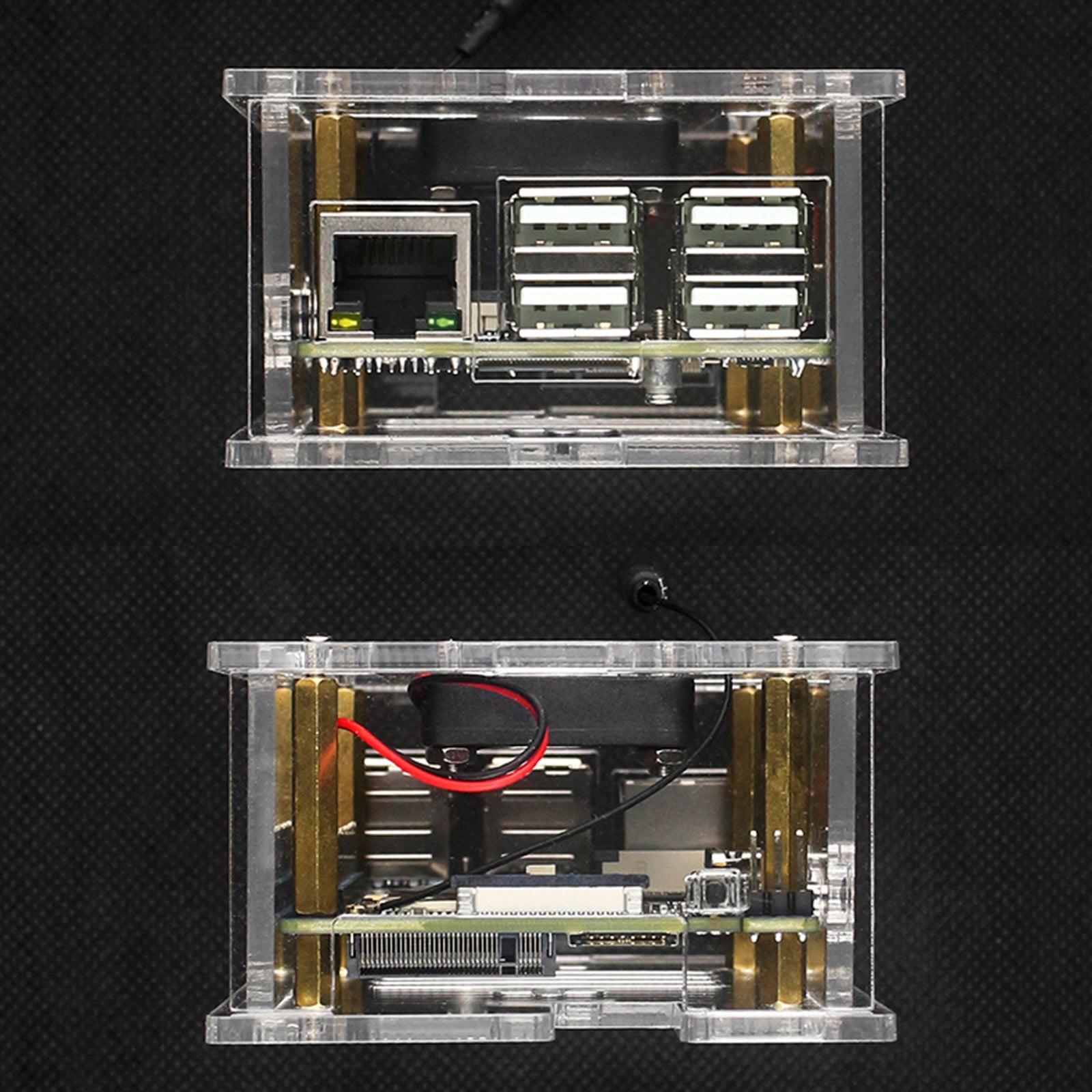 Orange Pi 4A Acrylic Case Orange Pi Transparent Protective Box with Cooling Fan