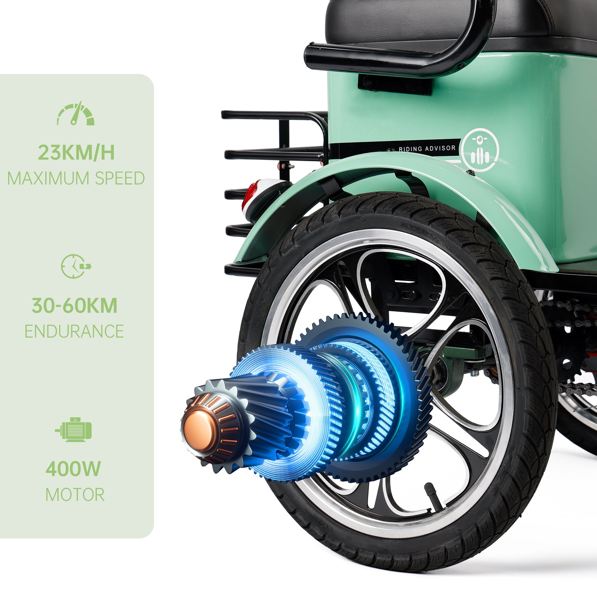 Folding Electric Trike 3-Wheel Bike for Adults, 48V 12Ah, 400W