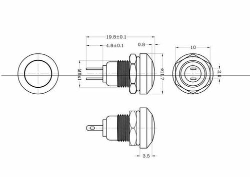 8mm Mini 1NO 2Pin Metal Momentary Push Button Switch 3A/250V Fr Car/Boat/DIY