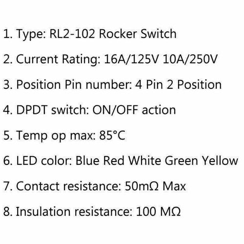 1℅ RLEIL RL2-102 Waterproof IP65 Car Rocker Switch 4Pin 125/250VAC Green P1
