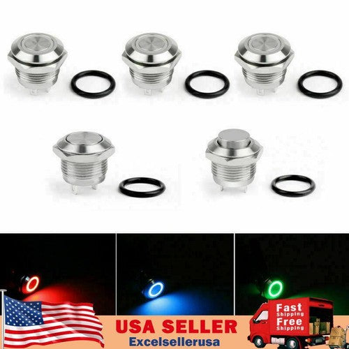 Mini 12mm 12V LED Stainless Steel Momentary Push Button Switch For Car/Boat/ US