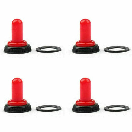 4x Car Toggle Switch Boot 12mm Rubber Waterproof Cover Cap IP67 T700-1 Red