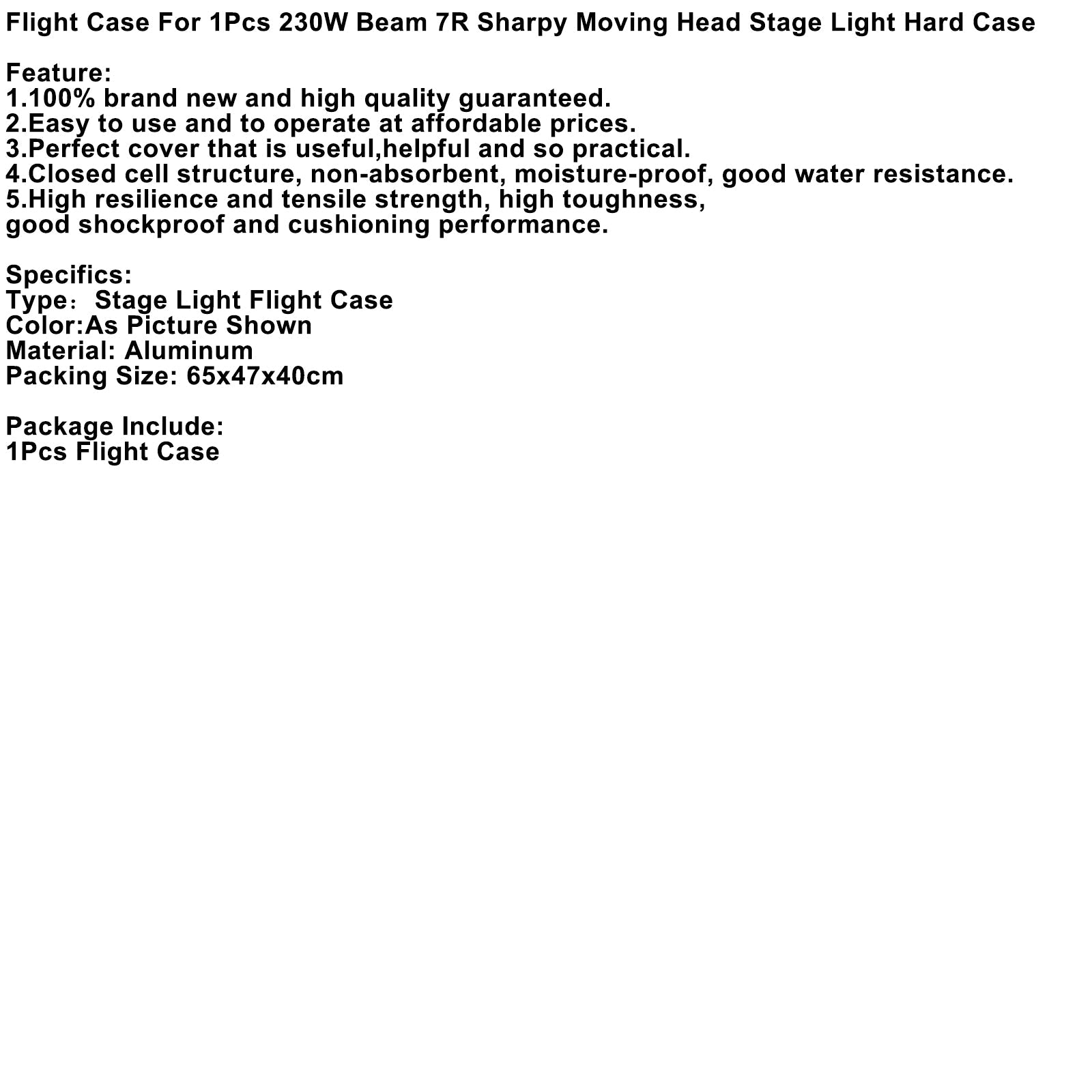 Flight Case For 1Pcs 230W Beam 7R Sharpy Moving Head Stage Light Hard Case