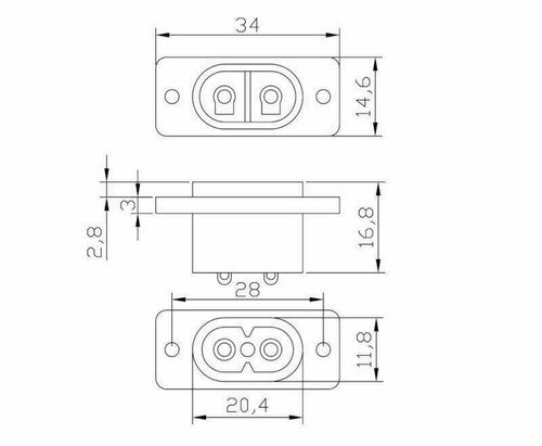5x IEC320 C7 2 Pin FeMale Power Socket With Switch 2.5A 250V For Boat AC-20A UE