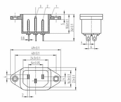 5X IEC320 C14 3 Pin Screw Mount Male Power Socket 10A 250V For Boat DIY AC-04 UE