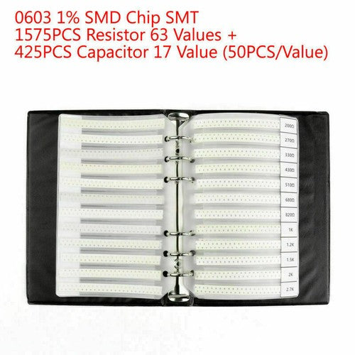 2000x 0603 1% SMD Chip SMT Resistor 63 Values+Capacitor 17 Value Sample Book UE