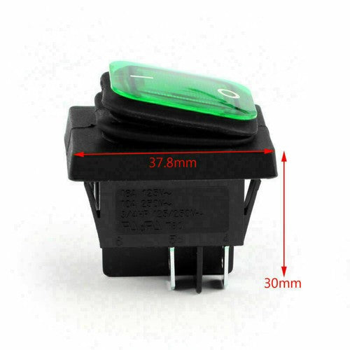 4Pcs RLEIL RL2-102 Waterproof IP65 Car Rocker Switch 4Pin 125/250VAC Green