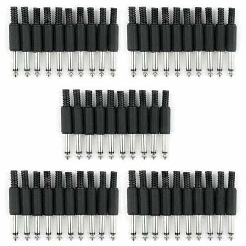 50 Pcs 6.35mm Male Ts 1/4  Mono Jack Audio Plug Adapter S AV