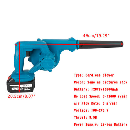 128VF 2-in-1 Cordless Leaf Blower & Vacuum – Battery-Powered Yard Dust Cleaner with Rechargeable Battery