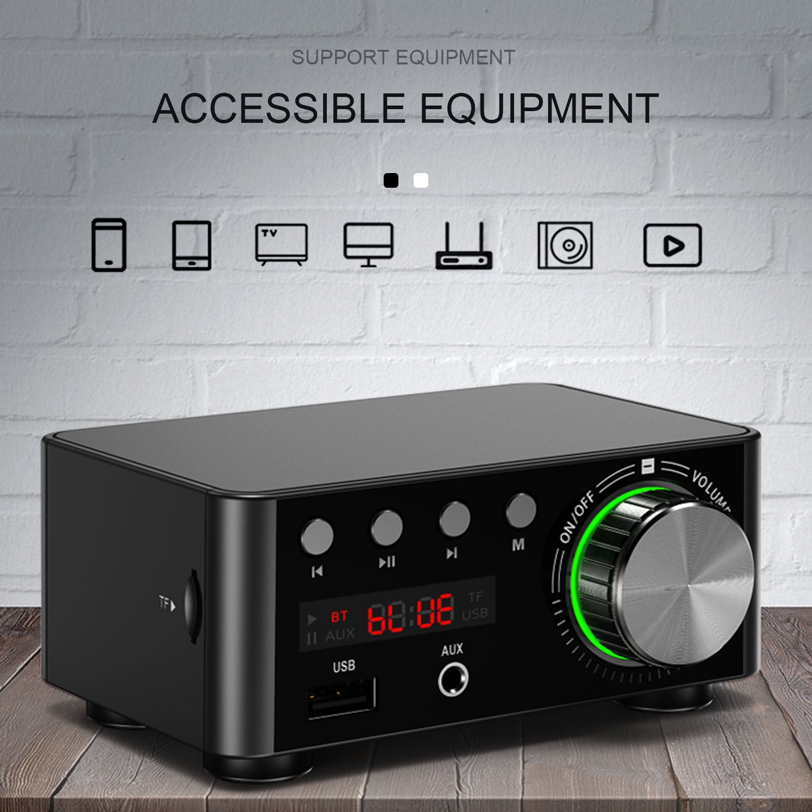 12-24V 50W+50W Bluetooth 5.0 Digital Power Amplifier – Desktop HiFi Stereo Sound