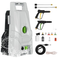 3200 PSI 1.8 GPM Electric Pressure Washer, 1400W High Power Cleaner with 2 Guns & 5 Nozzles for Cars, Patios, Decks