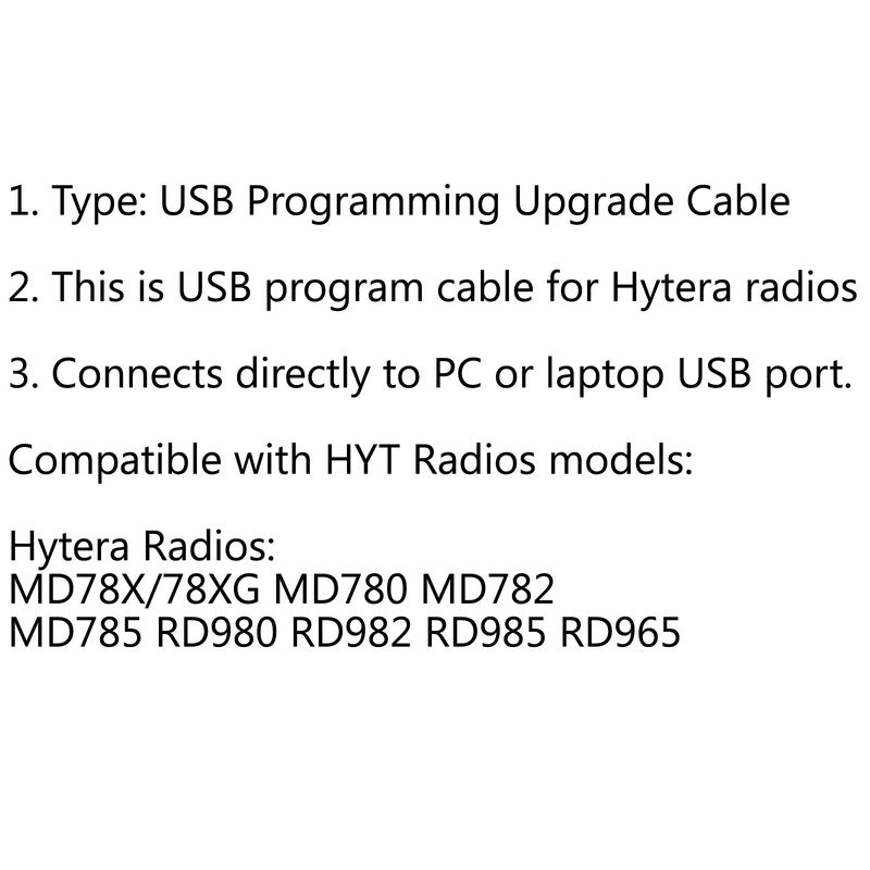 Upgrade USB Cable For Hytera MD650 MD780 RD782 MD782 RD982 RD985 Programming