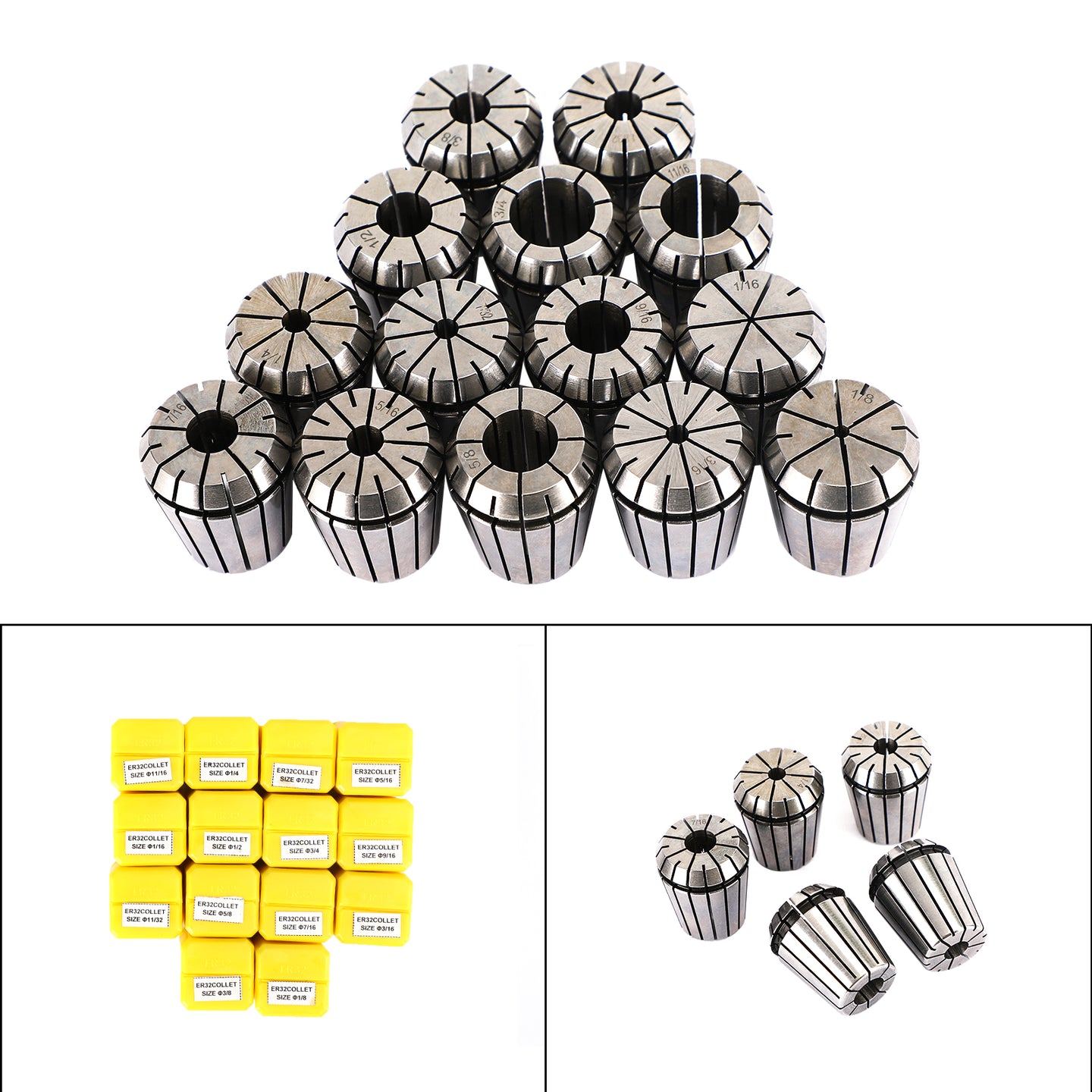14Pcs ER32 Spring Collet 1/16-3/4" For CNC Milling Lathe Tool Engraving Machine