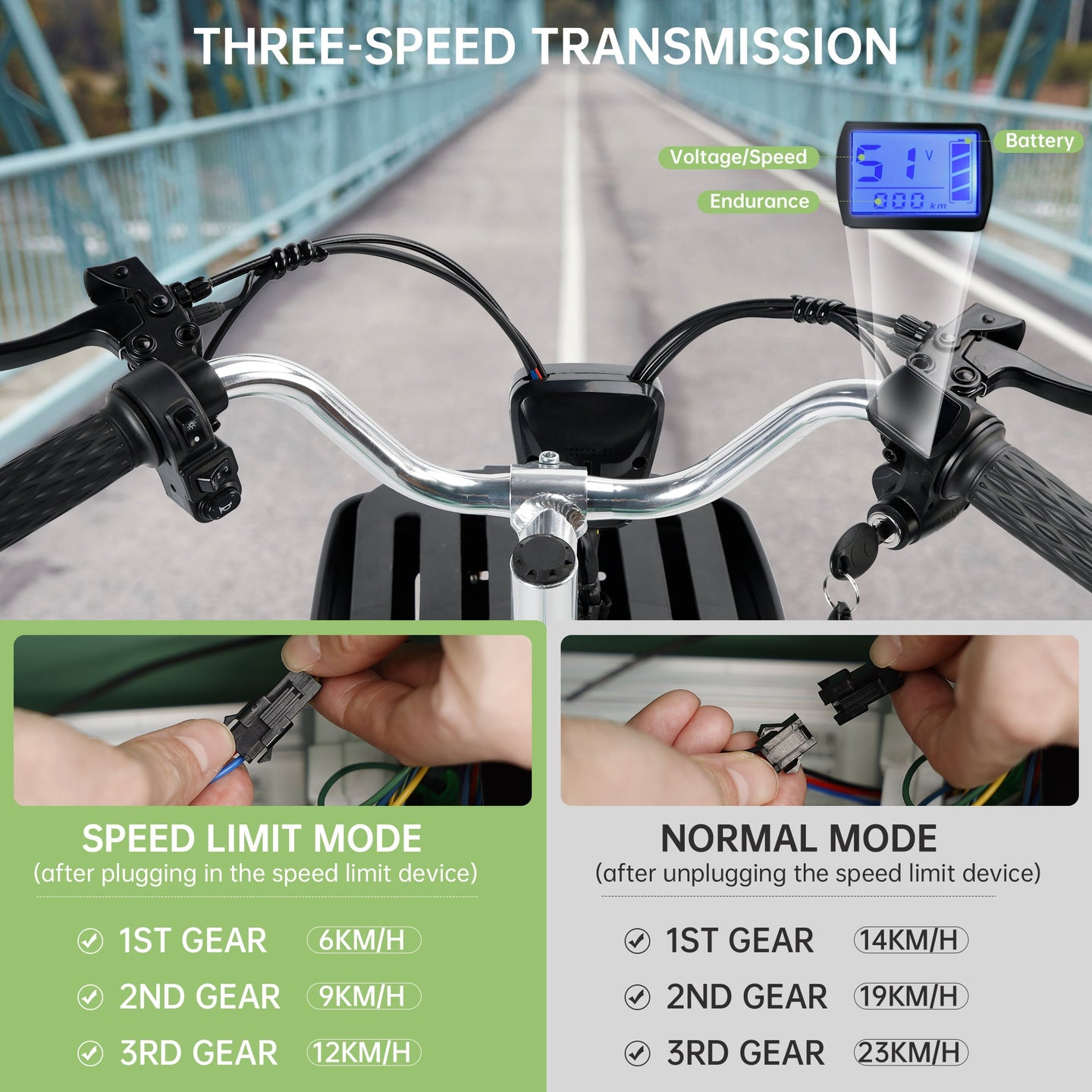 Folding Electric Trike 3-Wheel Bike for Adults, 48V 12Ah, 400W