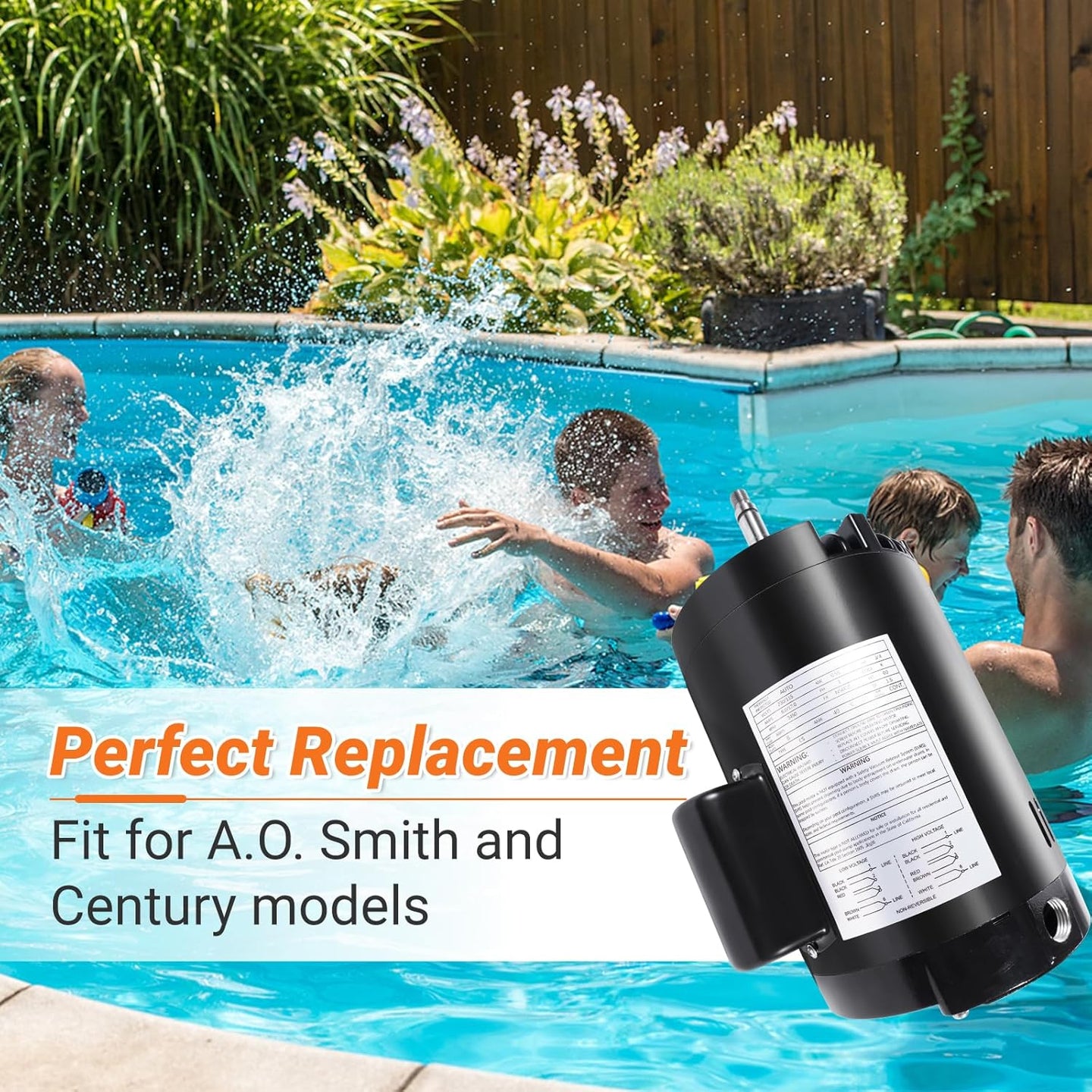 B625 Swimming Pool Pump Motor Compatible with A.O. Smith Century B625