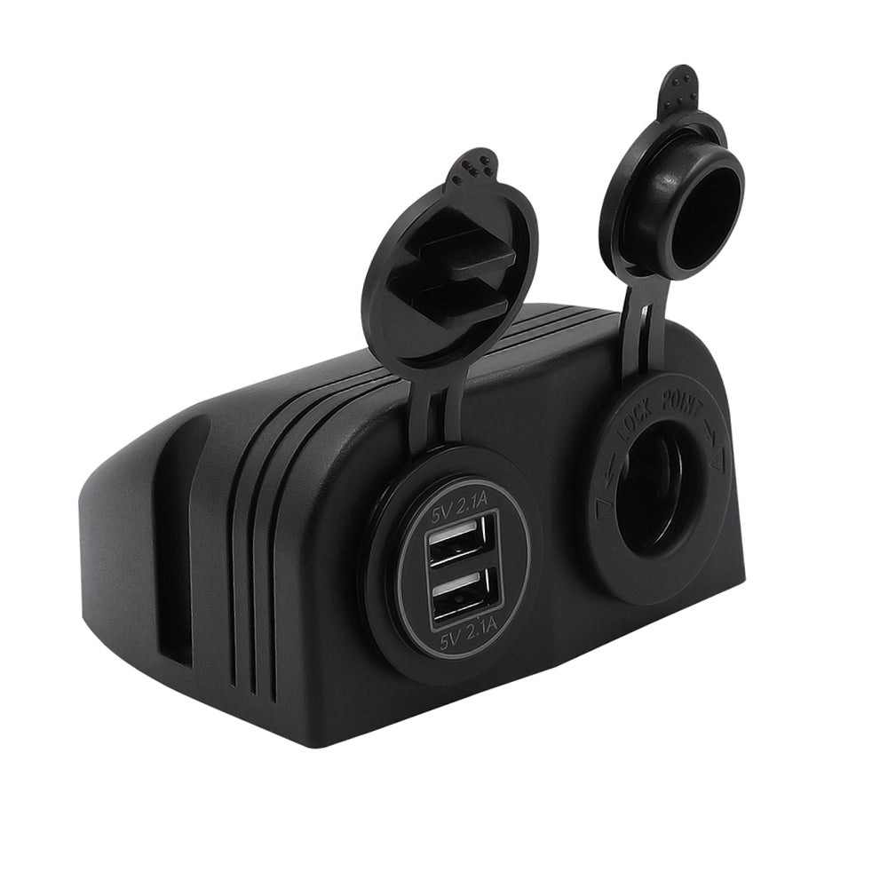 12V/24V 4.2A Dual USB Charger Socket, Waterproof Surface Mount Power Outlet for Car, Truck, RV & Boat