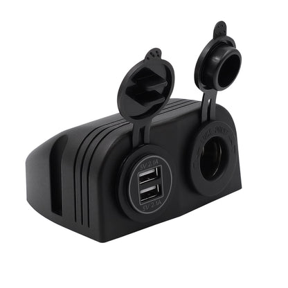 12V Dual USB Car Charger Socket – 4.2A Power Outlet with Surface Mount for Marine, RV, Truck, Boat