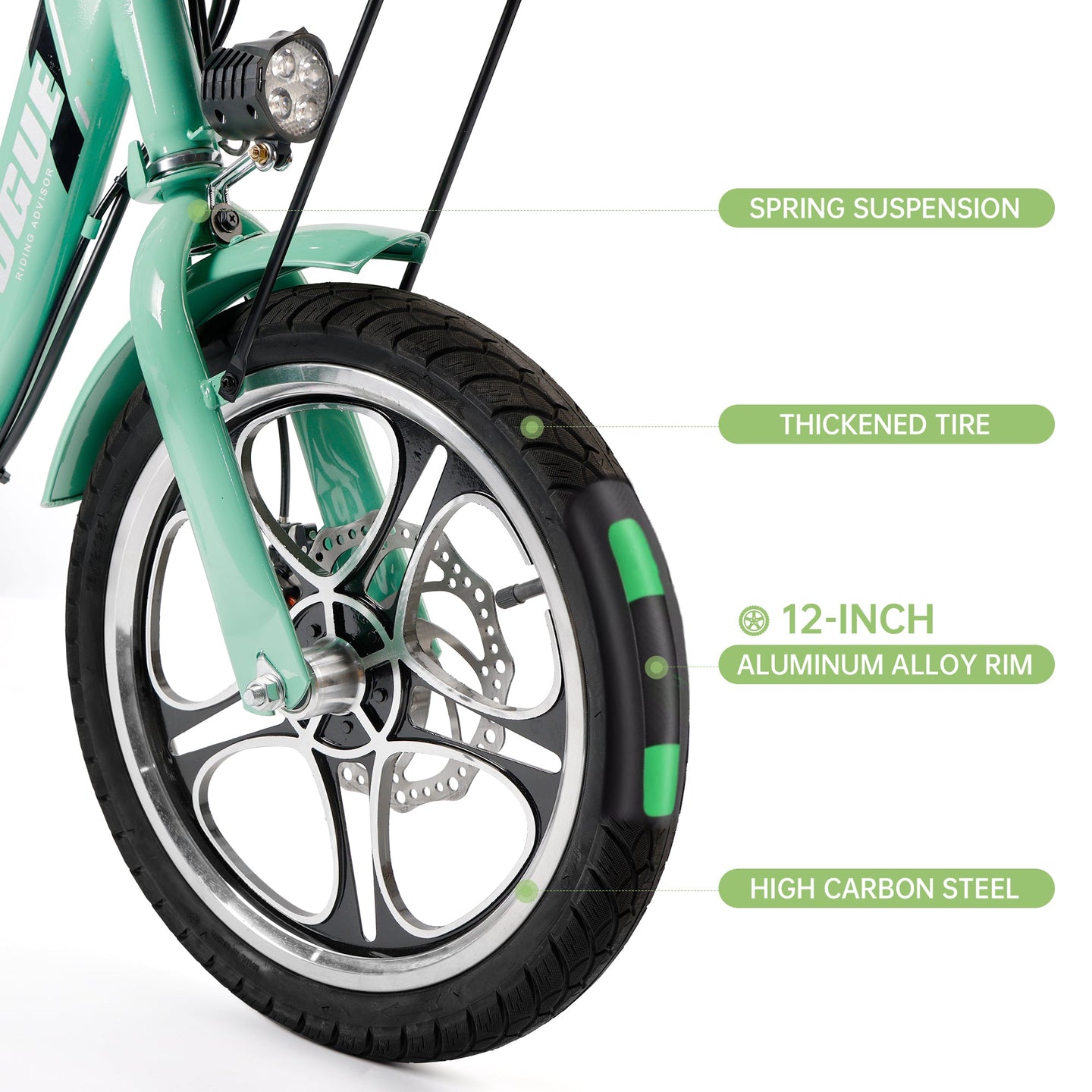 Electric Bike, 400W Folding Trike Ebike, 3 Wheel Electric Bicycle, Up to 34 Miles, 16 Tire Tricycle for Adults, Green
