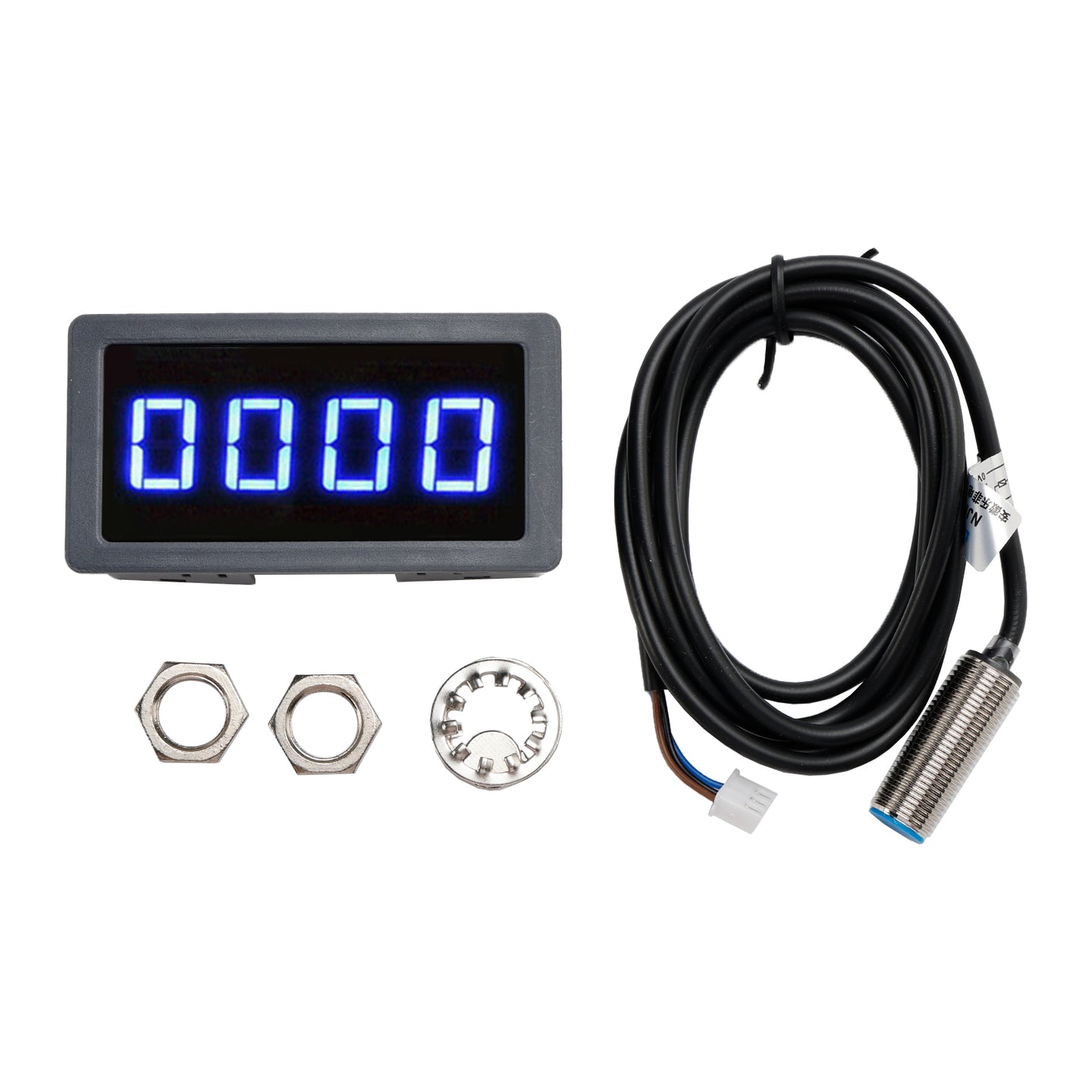 Tachometer 4 Digital LED Tach RPM Speed Meter + Hall Proximity Switch Sensor NPN, Green