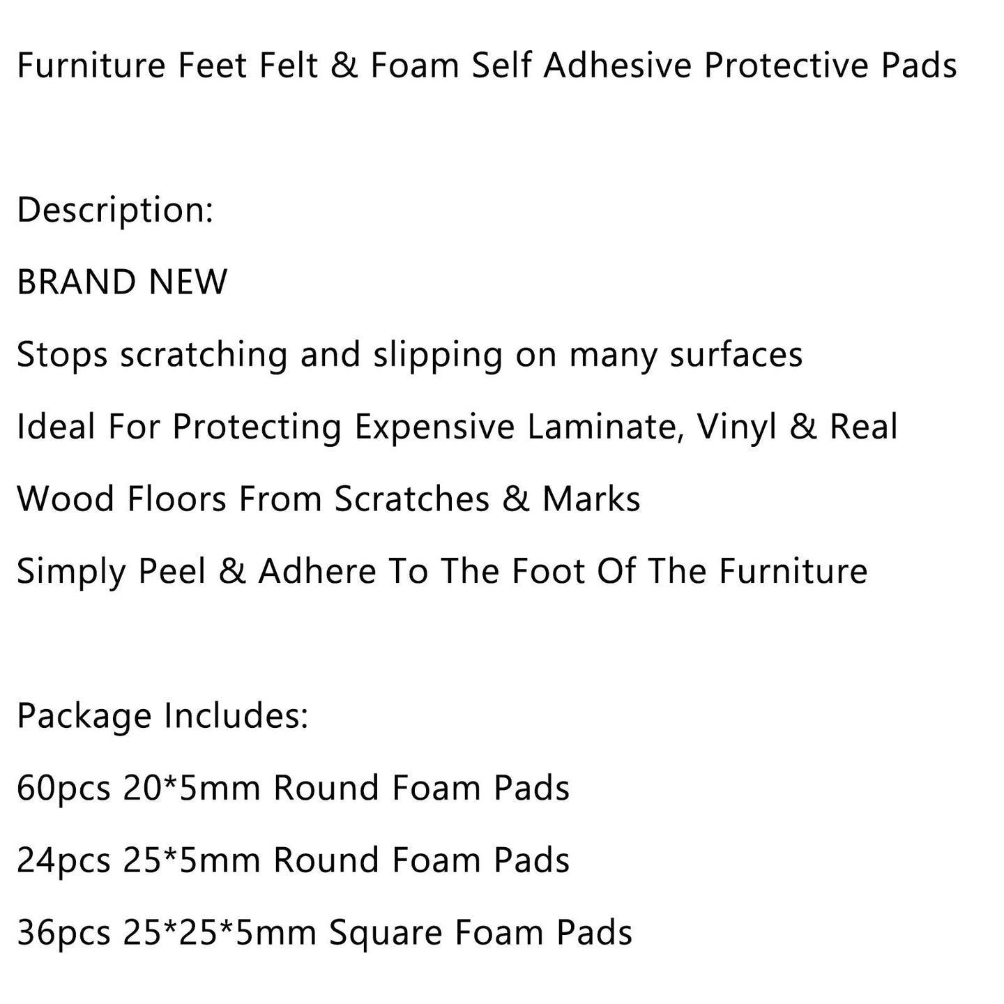 Felt Furniture Pads-Heavy Duty Self Stick-No Scratch Set of 120