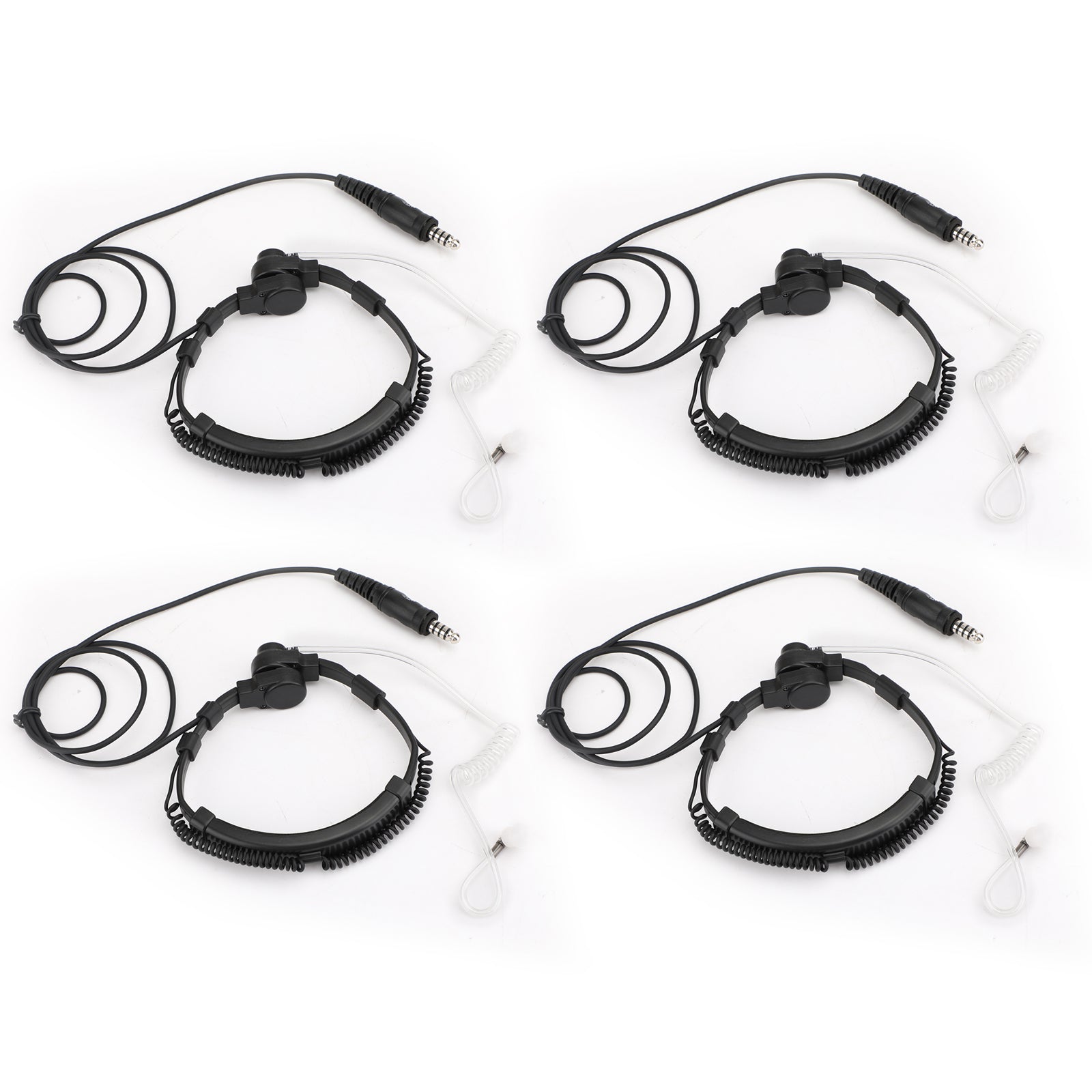 4PCS Adjustable Tactical Throat Mic Headset For Walkie Talkie 7.1mm Plug PTT