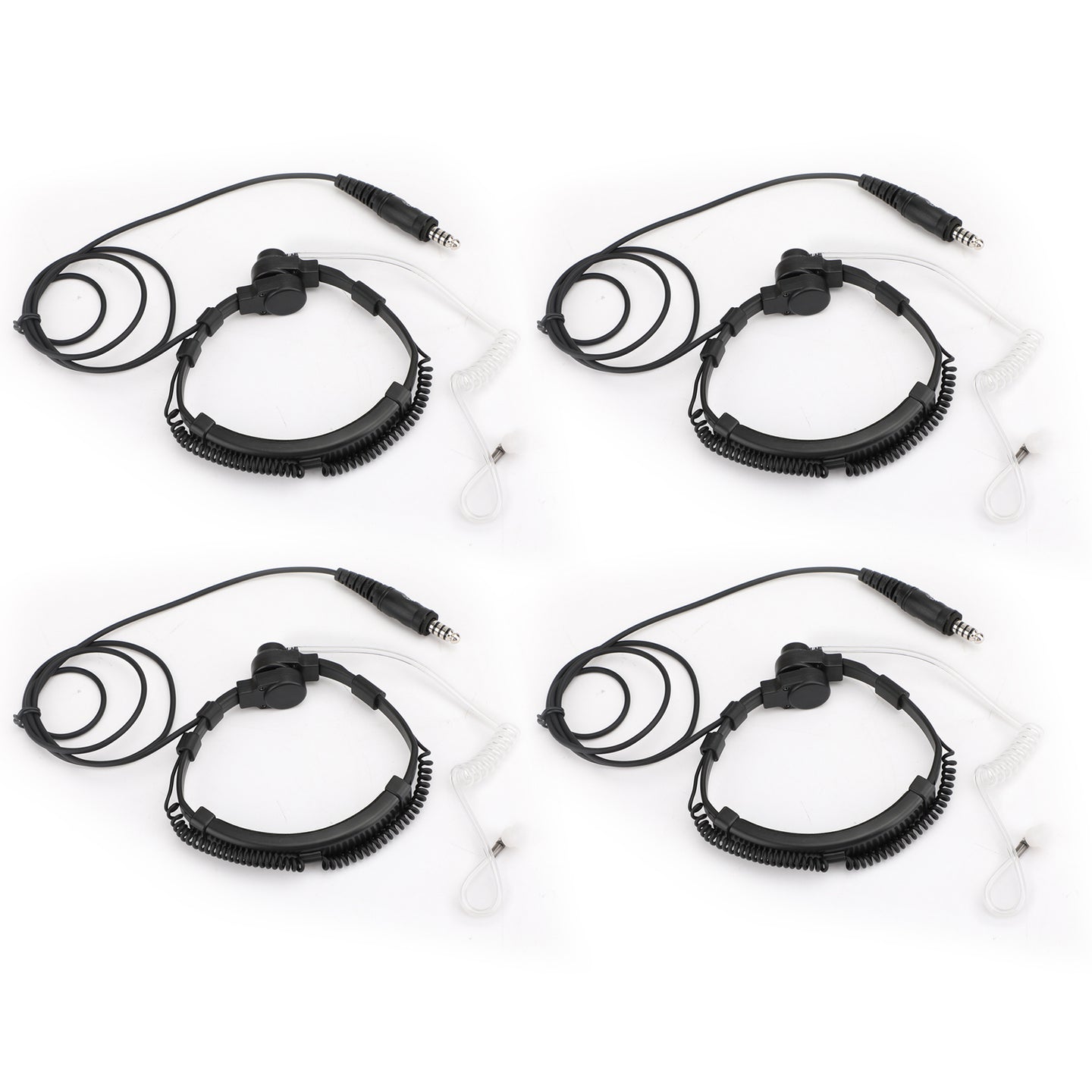 4PCS Adjustable Tactical Throat Mic Headset For Walkie Talkie 7.1mm Plug PTT