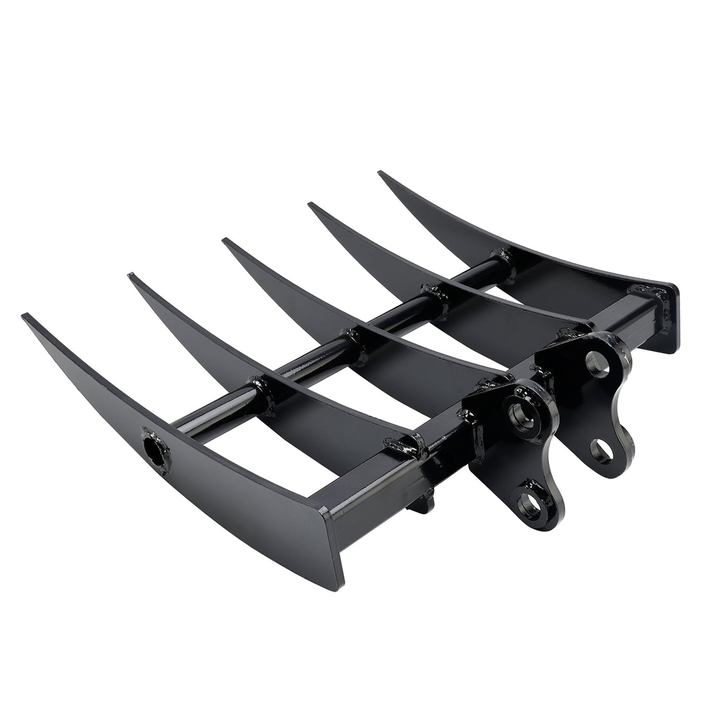 Mini Excavator Rake Attachment for 25mm Pins, 90mm Centers & 90mm Span, for Land Clearing & Root Removal