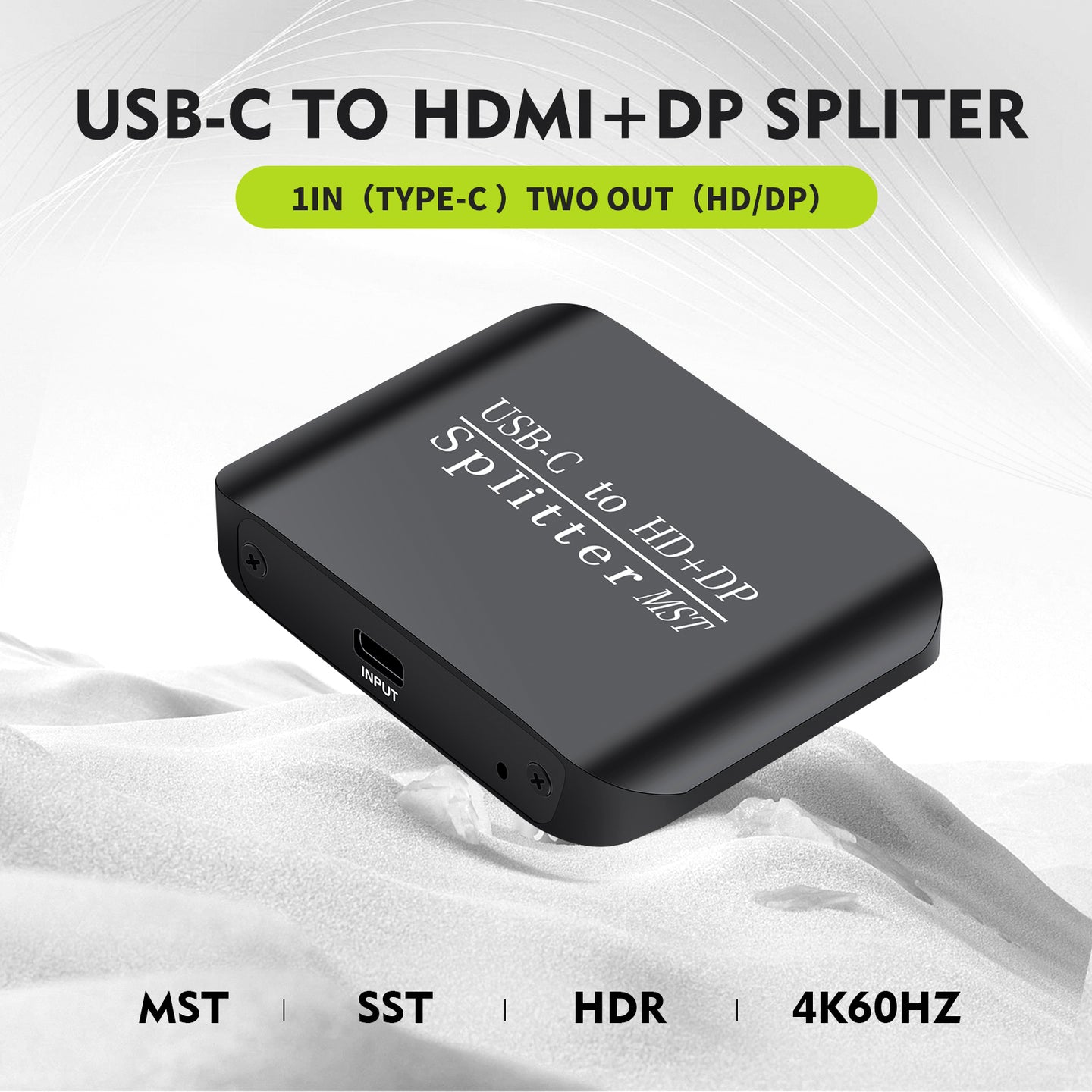 Type-C to HDMI+DP Laptop Splitter Two-Screen Display One Input and Two Output