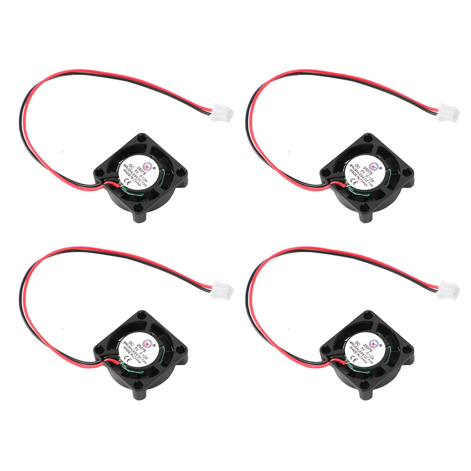 4x Brushless DC Cooling Blower Fan 5V 0.12A 2507S 25x25x7mm Sleeve 2 Pin Wire